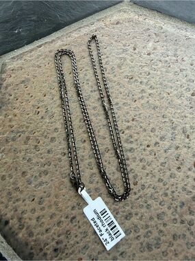 14kt White Gold faceted Black Rhodiumed Link Chain Necklace 24” long